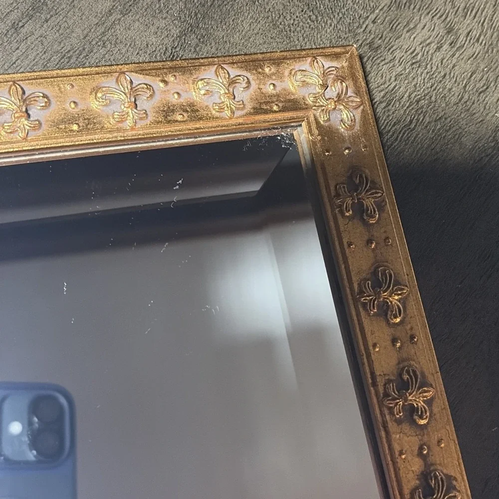Vintage Ornate Gold Framed Mirror Filigree Art Deco 11